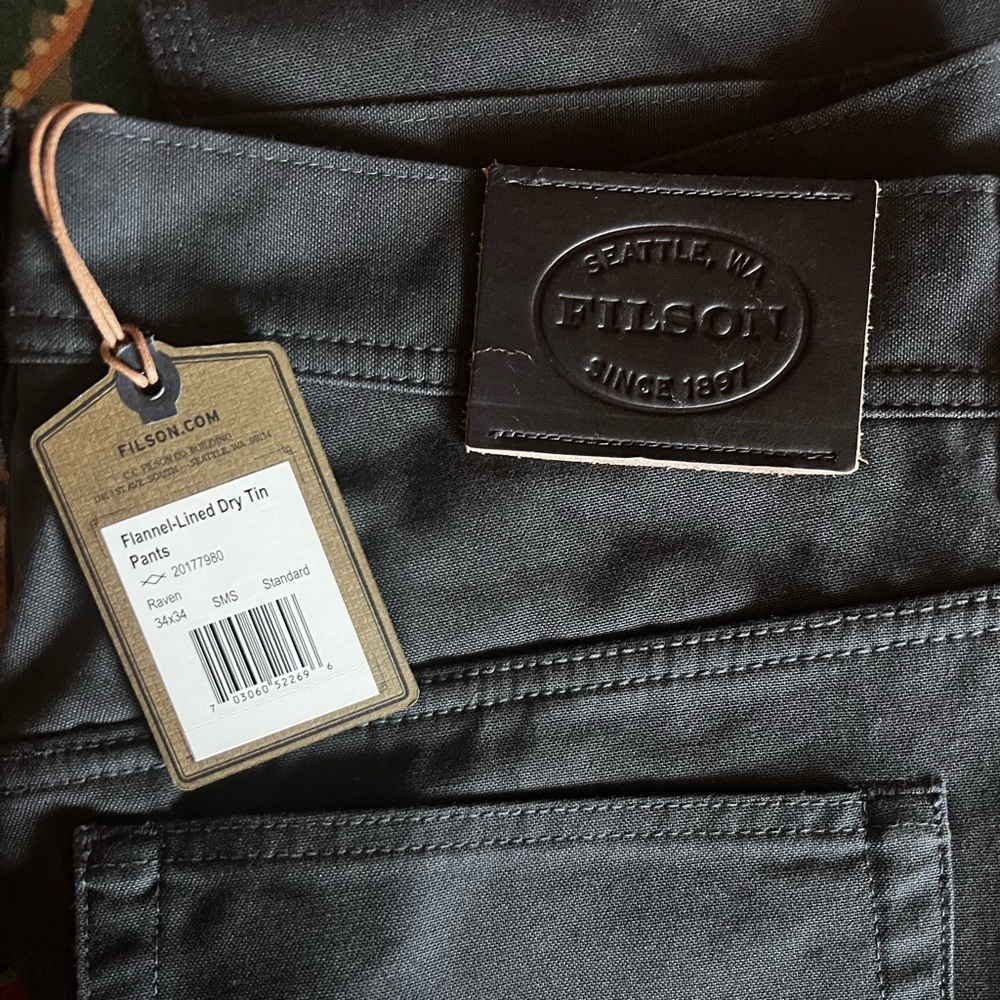 Filson flannel lined dry tin pants